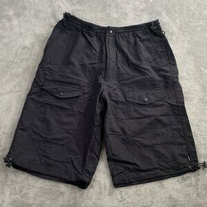 Stüssy Shorts Mens Small Black Utility Cargo Streetwear Skateboard Ripstop Y2K